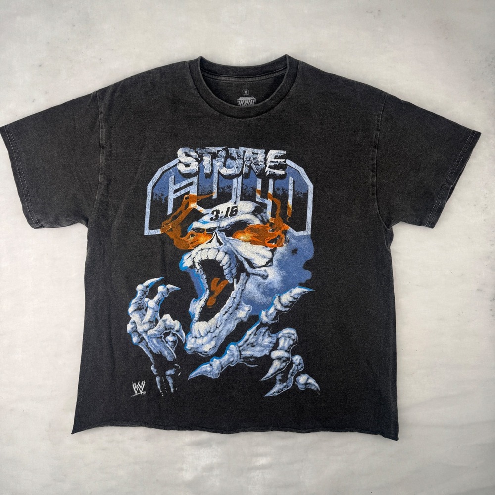 Stone Cold Steve Austin Shirt WWF Bad to the Bonz Back Hit Size M Skulls